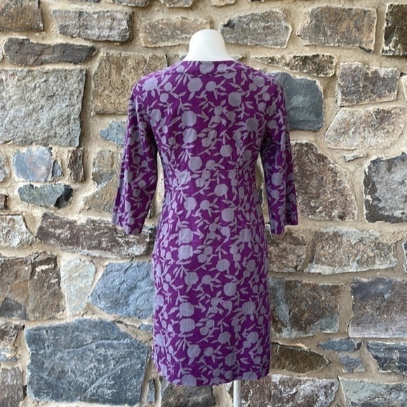 Boden Slit Neck Printed Corduroy Sheath Dress in Purple & Gray Size 6 Regular - Picture 4 of 8